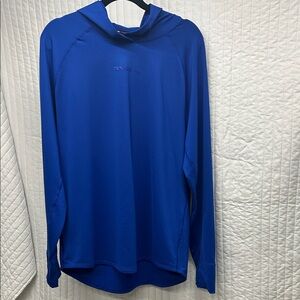 Layering hoodie:: Blue Hooded Long Sleeve Top